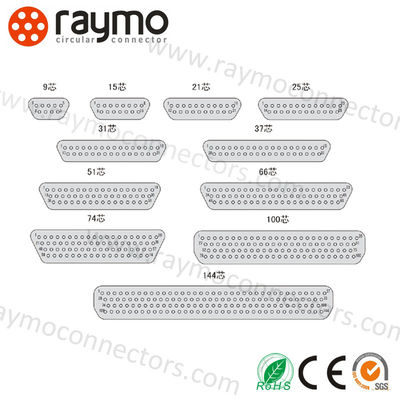 J30J Series 9-Pin Miniature Rectangular Connector 500VAC 125°C