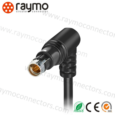 Conector impermeável da circular push pull da cor do preto dos conectores IP68 do ângulo direito
