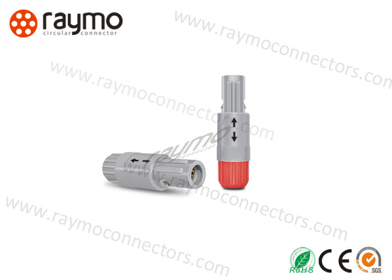 Os conectores push pull plásticos vermelhos do PAG PAA PAC obstruem em linha reta 3 pinos para o monitor de ECG